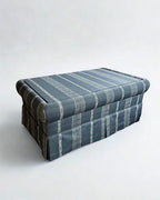 Ottoman Footstool - covered in Carolina Irving Patmos Reverse in Navy