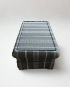 Ottoman Footstool - covered in Carolina Irving Patmos Reverse in Navy